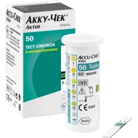 Тест-смужки Акку-Чек Актив (Accu-Chek Active) №50, Roche Diagnostics Gmbh, Німеччина