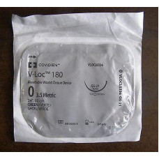 Шовний матеріал V-Loc 180 (0, 60 см) голка 37 мм, 1/2 кола, колюча посилена, зелений (VLOCL0336)